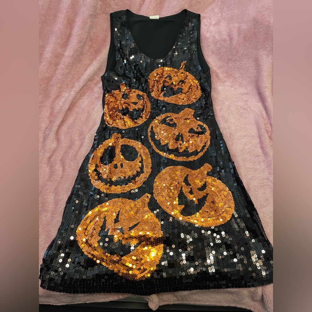 Sparkling Pumpkin Sequin Kids Costume Dress